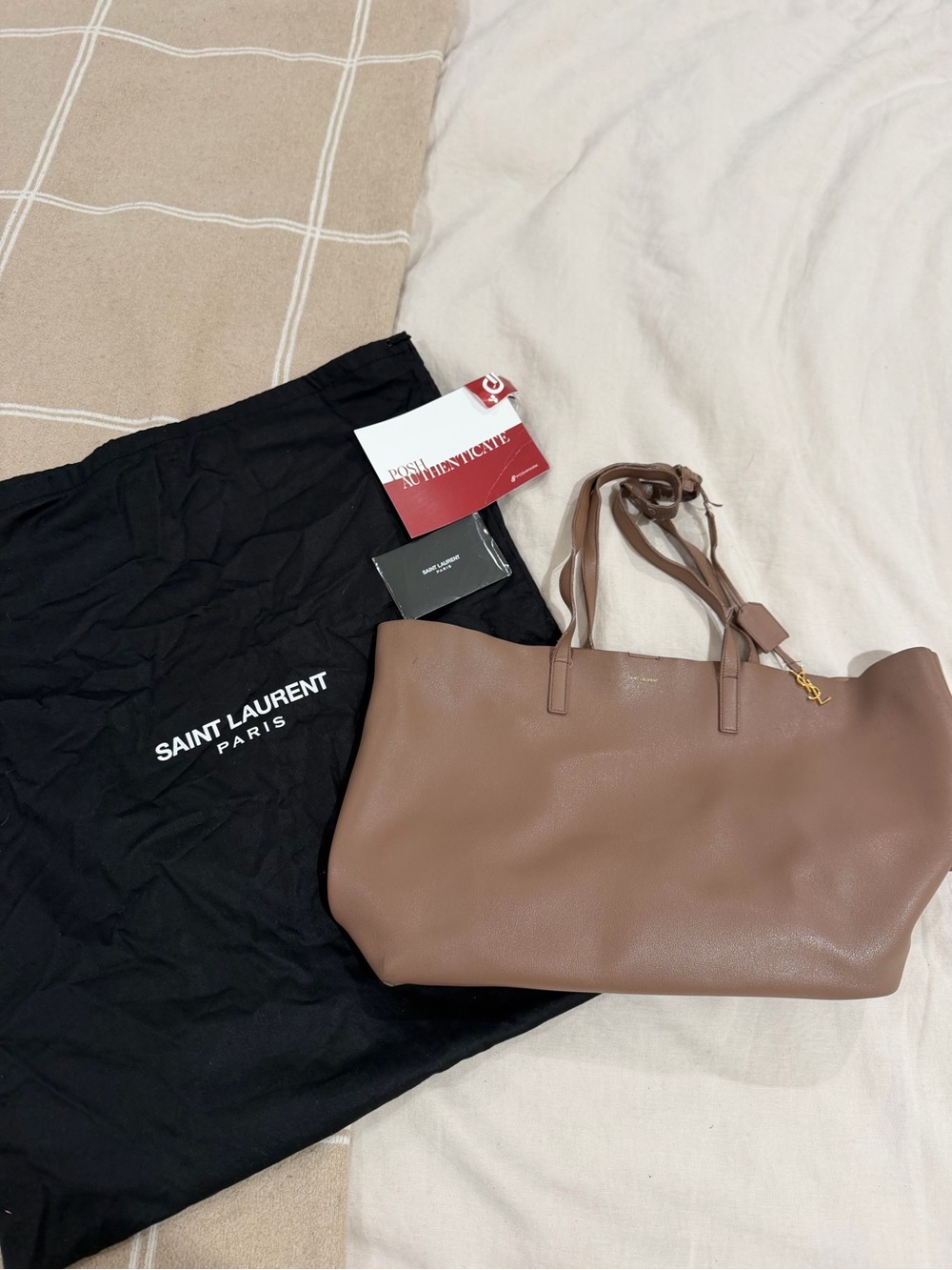 Saint Laurent East West Leather Shopper Tote